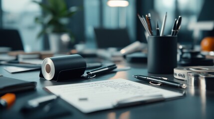 Poster - Organized Desk with Stationery for Productive Workspace
