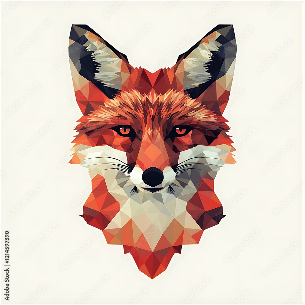 Geometric fox portrait on white background. Possible use for print ...