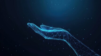 Poster - Hand holding a network of connected lines representing digital communication and connectivity