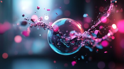 Poster - Abstract background featuring water bubbles in pink and blue colors creating a vibrant and dynamic design