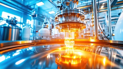 Poster - Glowing Industrial Machinery in a Modern Factory Facility