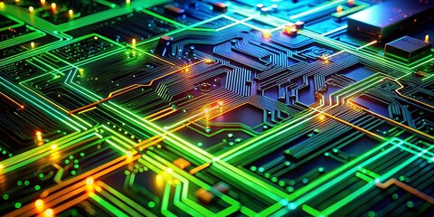 Poster - Abstract Circuit Board Technology Background - Futuristic Digital Network Concept