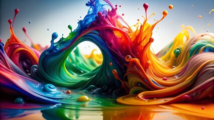 Poster - Abstract Colorful Ink Swirl, Vibrant Fluid Art Background
