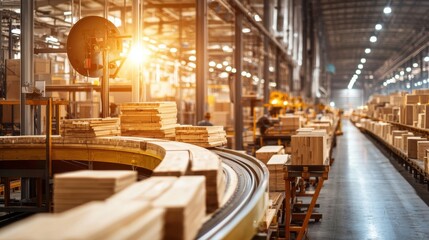 Poster - automated warehouse and logistics management in a modern industrial factory environment