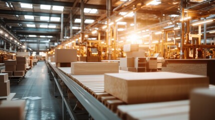 Poster - Organized Warehouse Interior with Shelves and Stacked Boxes for Efficient Logistics and Distribution