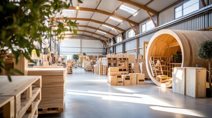 Poster - Organized warehouse interior with stacked boxes and crates for efficient storage and distribution