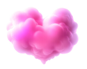 Wall Mural - Pink cloud heart neon abstract softness glowing isolated on transparent background.