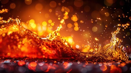 Poster - Vibrant splash of liquid with dynamic movement and bokeh background, perfect for creative projects
