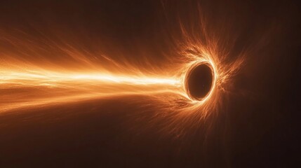 Poster - Abstract glowing cosmic portal with a trail of light in deep space illustration