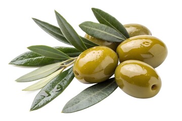 Wall Mural - 3D render green olives, white background