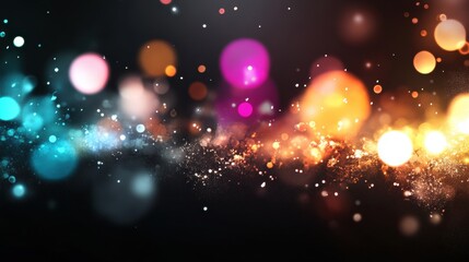Poster - Blurry background featuring an array of colorful lights in various shapes and sizes at night