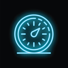 Poster - Blue neon clock is showing time passing by on black background