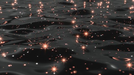Poster - Sparkling black water surface with shimmering reflections, creating a serene and tranquil atmosphere