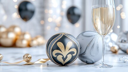 Wall Mural - Elegant New Year s Eve Celebration  Champagne  Ornaments  and Festive Decor