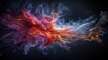 Poster - Explosive streaks of longing in the emotional ether creating a vivid abstract artwork in digital medium