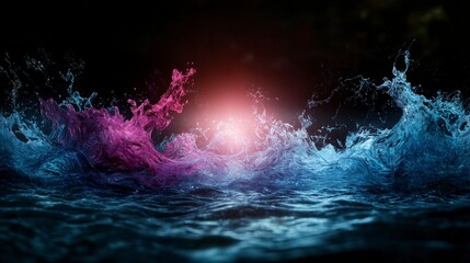 Aufkleber - Faint waves of hope in a silent void abstract water colors artistic environment close-up viewpoint