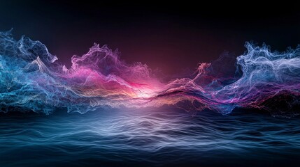 Poster - Faint waves of hope vibrating through a silent void abstract landscape digital art cosmic serenity mystical viewpoint