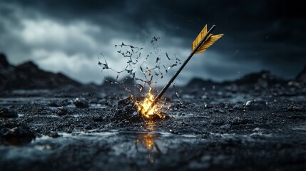 Aufkleber - Shattering hopes an arrow piercing the emotional landscape in a dark and dramatic setting