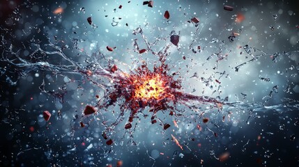 Poster - Shattering silence an explosion of energy in a crystal-like environment abstract art dramatic viewpoint