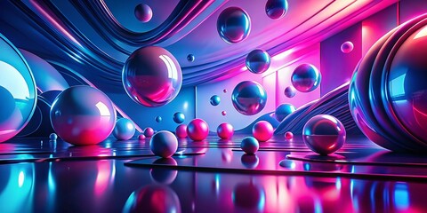 Poster - Smooth Pink & Blue Gradient Background 3D Animation Abstract Architectural Photography
