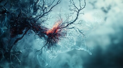 Poster - Melancholic breaths breaking through fragile dreamscape ethereal environment abstract art surreal viewpoint