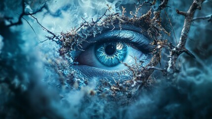 Aufkleber - Melancholic breaths breaking through fragile dreams ethereal eye close-up mystical environment surreal concept
