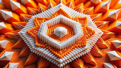 Poster - Abstract Orange White Geometric Macro Photography - Modern Art Design