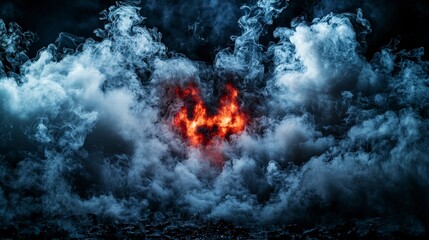 Aufkleber - Emotional release amidst fiery clouds abstract atmosphere digital art dark environment dramatic viewpoint