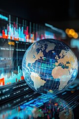 Poster - A close-up view of a globe sitting on a table, ideal for use in educational or business settings