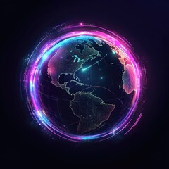 Poster - A close-up of a glowing globe on a dark background, great for representing innovation or futuristic concepts