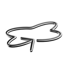 Fototapete - Metallic wriggle line arrow turn around 3D shape isolated. Futuristic chrome 360 degree rotation arrow, abstract curved pointer, refresh or sync