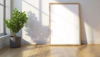 Poster - Sunlight illuminates empty room, poster mockup, minimal design