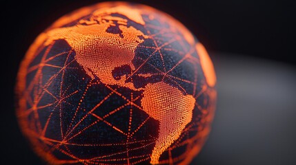 Global network connections, data flow, digital world