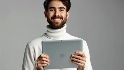 Wall Mural - The Smiling Man with Laptop