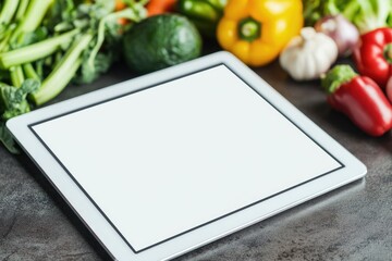 Poster - A tablet computer sitting on a table, ready for use