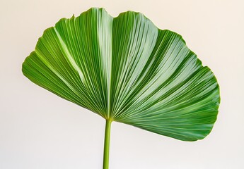 Wall Mural - A vibrant green palm leaf isolated on a  white background