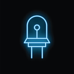 Poster - Blue neon glowing symbol of a led diode isolated on a black background