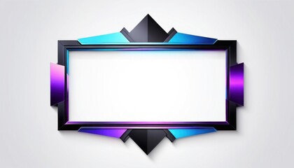 Poster - Modern frame with geometric accents and vibrant blue and purple hues against white background