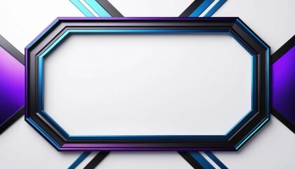Poster - Abstract geometric frame with black, blue, and purple elements against a white background