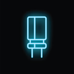 Poster - Blue neon sign showing a capacitor electronic component on black background