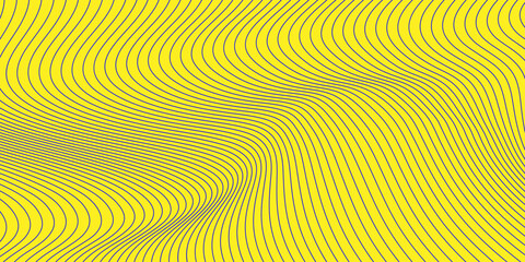 Leinwandbilder - Wavy lines create a vibrant pattern on a yellow background