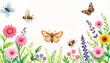 © Mikhael - Colorful flowers and butterflies against a white background