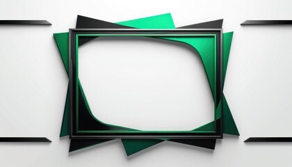Poster - Abstract green and black geometric frame on a white background 3D render design