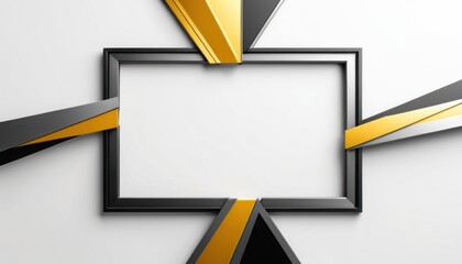 Poster - Modern black frame with gold accents on a white background for display or design use