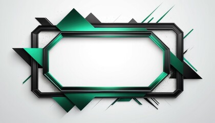 Poster - Abstract geometric frame with black border and green accents on a clean white background