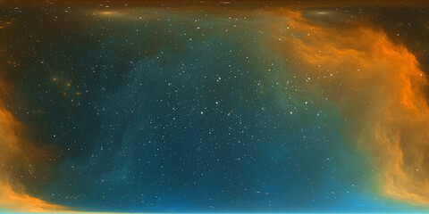 Wall Mural - 360 degree space nebula. giant interstellar cloud with stars, equirectangular projection, environmen