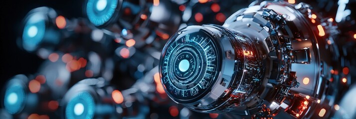 Aufkleber - Futuristic communication satellites orbiting Earth, transmitting digital signals with holographic effects, photorealistic