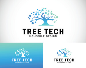 Fototapete - Tree digital logo creative design concept connect innovation idea technology molecule science