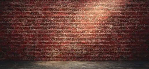 Poster - Dramatic Red Brick Wall Texture Background with Subtle Lighting