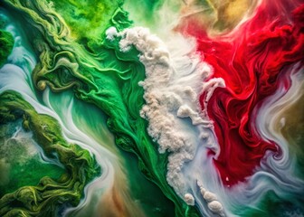 Poster - Surreal Italian Flag: Dreamlike Landscape with Tricolore